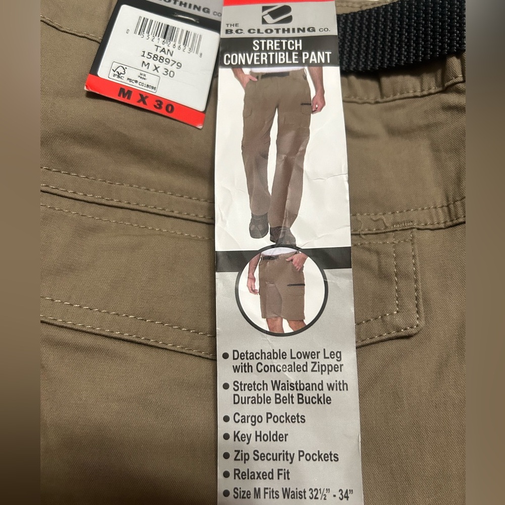 B. C. clothing stretch convertible pants detachable lower leg size S, M, XXL NWT